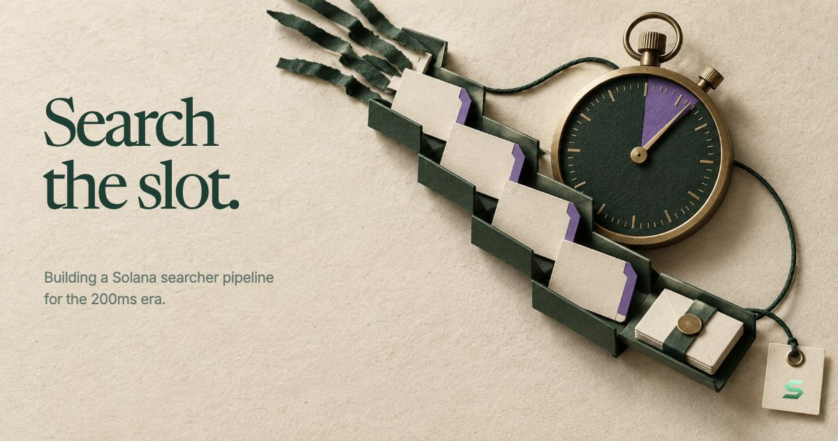 Search the slot. A paper transaction pipeline runs beside an analog timing dial, with a Shredo logo on a hanging tag.